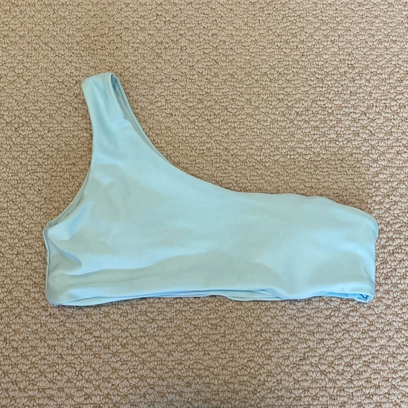 Shein Size Small Aqua Blue Bathing Suit One Shoulder Bikini Top - Picture 1 of 5